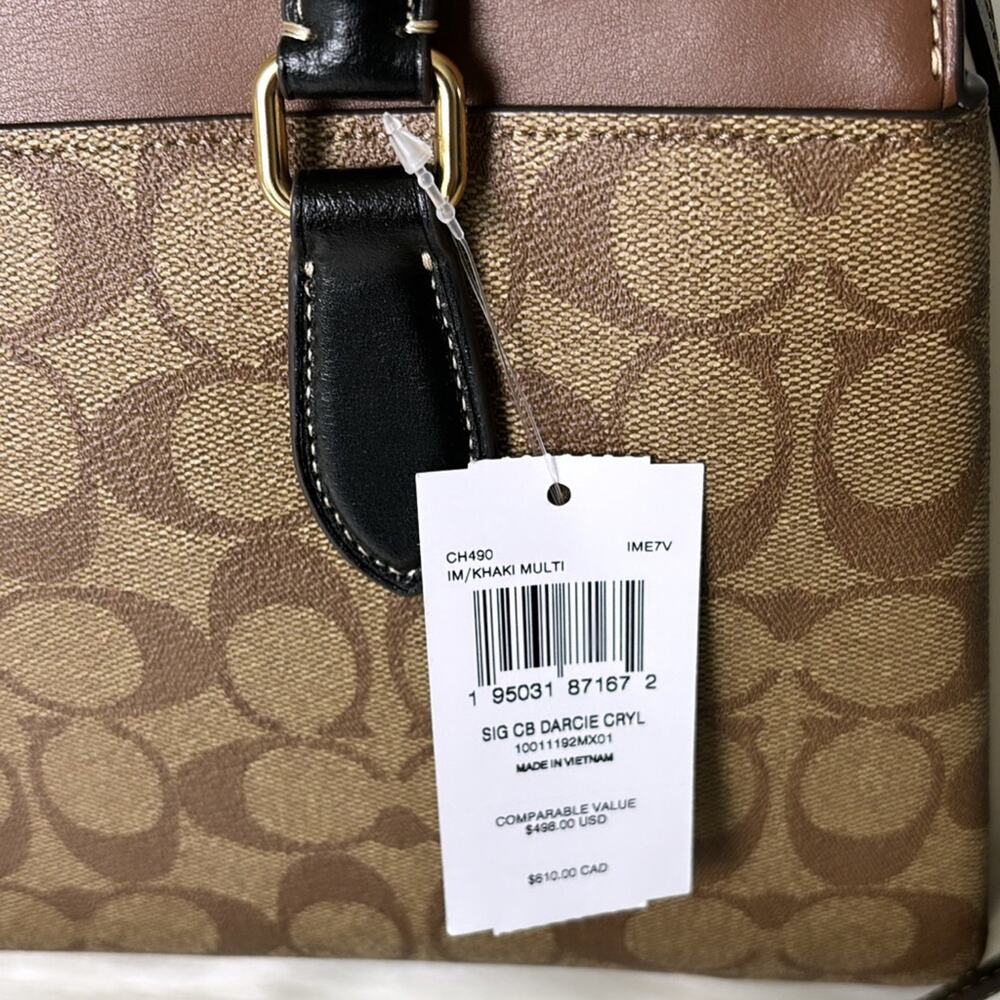 NWT Coach Mini Darcie Carryall Bag In Colorblock Signature Canvas Purse980 - Picture 8 of 8